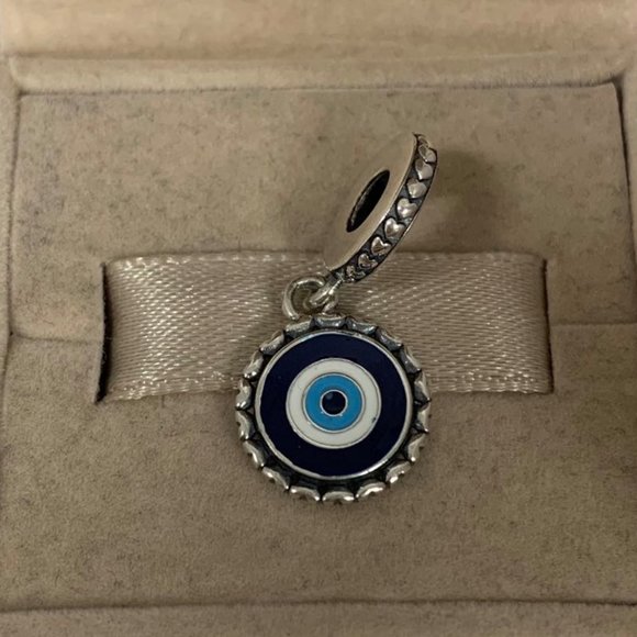 Pandora Evil Eye Charm Dangle Silver Pendant - Picture 1 of 4